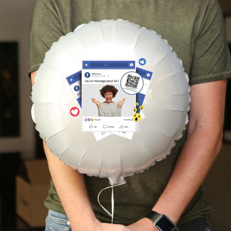 Ballon message vidéo facebook - Ballon aluminium 46cm – Image 3